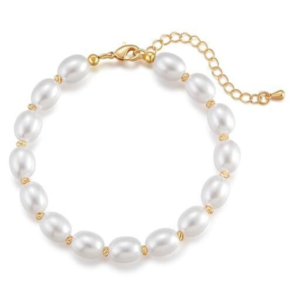 1249 18K Gold Plated Pearl Bracelet Dainty Bracelet with Simulated Pearl